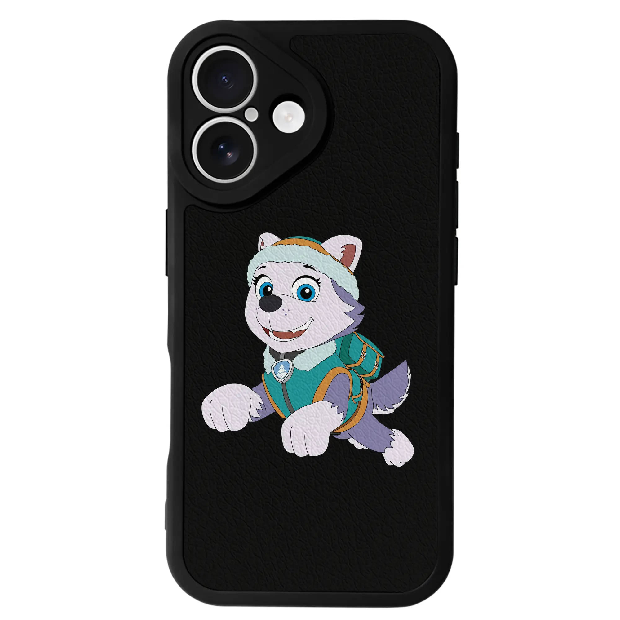 パウ・パトロール グッズ エベレスト - IPhone 16シリーズ対応 ・ シリコンスマホケース ・ レザー調 ・ 高精度フィット ・ 耐衝撃 ・ ワイヤレス充電対応 ・ 精密カット